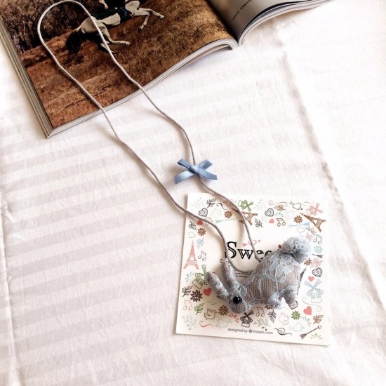 Cute Lace Handmade Cotton Rabbit Necklaces For Kids