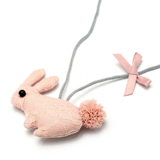 Cute Lace Handmade Cotton Rabbit Necklaces For Kids
