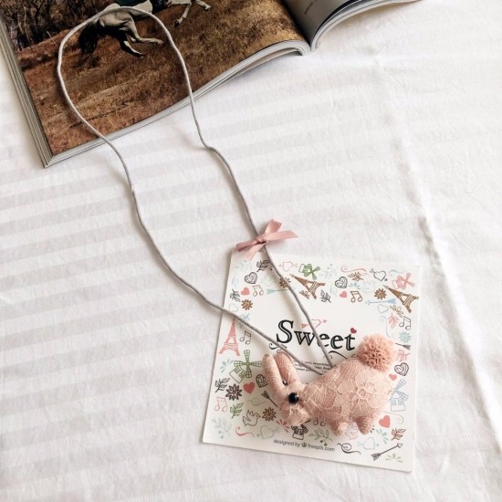 Cute Lace Handmade Cotton Rabbit Necklaces For Kids