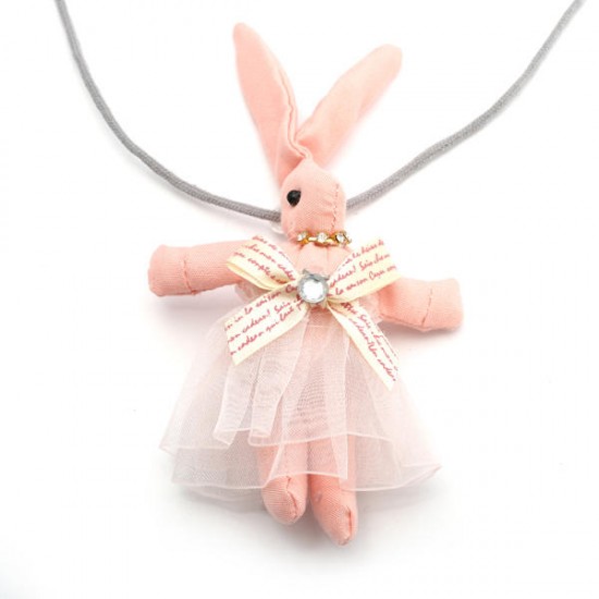 Cute Rabbit Lace Rhinestone Christmas Gifts Sweater Necklaces For Kids