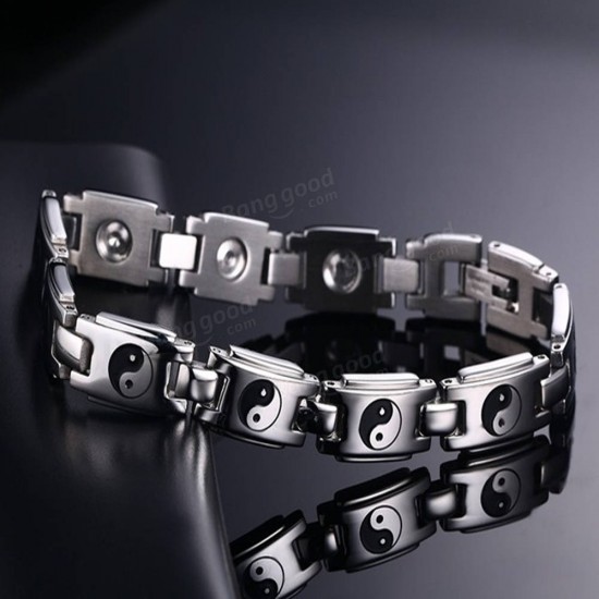 Ethnic BaGua Pattern Bracelet Magnet Magnetic Titanium Steel Bracelets Buddhist Jewelry For Men