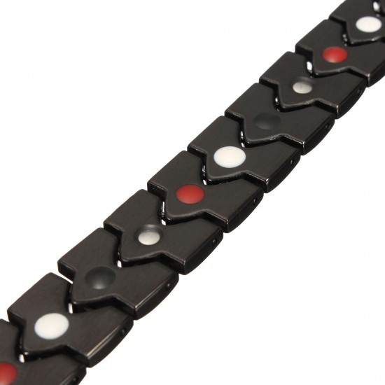 Men Punk Magnetic 316L Stainless Steel Black Bracelet