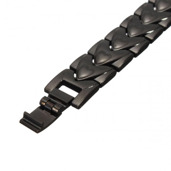 Men Punk Magnetic 316L Stainless Steel Black Bracelet