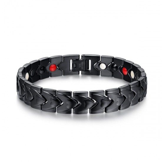 Men Punk Magnetic 316L Stainless Steel Black Bracelet Men Punk Magnetic 316L Stainless Steel Black Bracelet