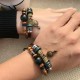 1 Pair of Fashion Beaded Bracelets Symbol Multilayer Leather Bracelet Love Matching Couple Jewelry