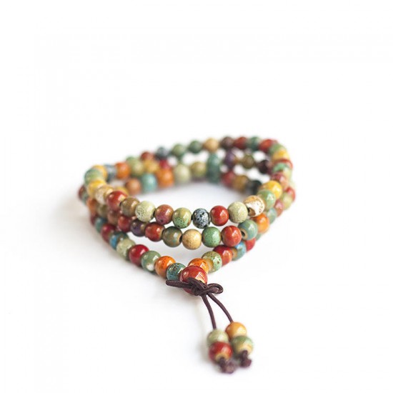 108pcs Tibetan Buddhist Bohemian Ceramic Multilayer Beaded Bracelet for Women for Men