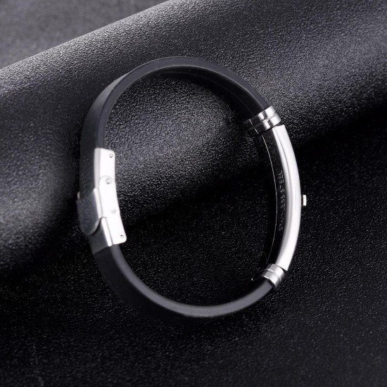 10mm Fashion Titanium Steel Cross Bracelet Men's Silicone Jewelry Wristband