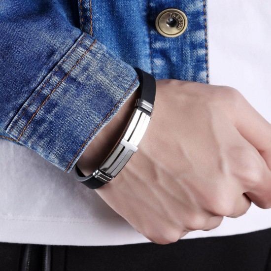 10mm Fashion Titanium Steel Cross Bracelet Men's Silicone Jewelry Wristband 10mm Fashion Titanium Steel Cross Bracelet Men's Silicone Jewelry Wristband
