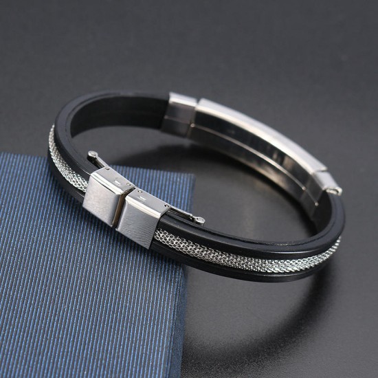 12mm Men Casual Stainless Steel Bracelet Silicone Chain Trendy Bracelets 12mm Men Casual Stainless Steel Bracelet Silicone Chain Trendy Bracelets