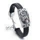 12mm Men's Red Eyes Wolf Punk Leather Bracelets Serpentine Weave Bracelets 12mm Men's Red Eyes Wolf Punk Leather Bracelets Serpentine Weave Bracelets