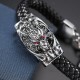 12mm Men's Red Eyes Wolf Punk Leather Bracelets Serpentine Weave Bracelets 12mm Men's Red Eyes Wolf Punk Leather Bracelets Serpentine Weave Bracelets