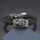 12mm Men's Red Eyes Wolf Punk Leather Bracelets Serpentine Weave Bracelets 12mm Men's Red Eyes Wolf Punk Leather Bracelets Serpentine Weave Bracelets