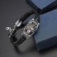 12mm Men's Red Eyes Wolf Punk Leather Bracelets Serpentine Weave Bracelets 12mm Men's Red Eyes Wolf Punk Leather Bracelets Serpentine Weave Bracelets