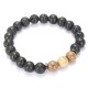 8mm Lava Beads Black Gallstone Men Bracelet Chain