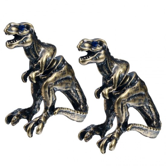 1 Pair Punk Alloy Tyrannosaurus Rex Ear Stud Blue Rhinestone Creative Earring for Men Women