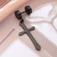 1 Piece Titanium Steel Earring Cross Pendant Black Silver Gold 316L Stainless Steel Unisex Ear Stud