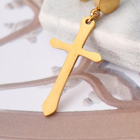 1 Piece Titanium Steel Earring Cross Pendant Black Silver Gold 316L Stainless Steel Unisex Ear Stud 1 Piece Titanium Steel Earring Cross Pendant Black Silver Gold 316L Stainless Steel Unisex Ear Stud
