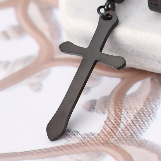 1 Piece Titanium Steel Earring Cross Pendant Black Silver Gold 316L Stainless Steel Unisex Ear Stud