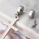 1 Piece Titanium Steel Earring Cross Pendant Black Silver Gold 316L Stainless Steel Unisex Ear Stud