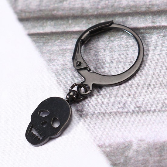 1 Piece Titanium Steel Earring Punk Skull Pendant 316L Stainless Steel Hoop Earrings for Men Women 1 Piece Titanium Steel Earring Punk Skull Pendant 316L Stainless Steel Hoop Earrings for Men Women