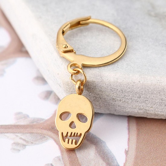 1 Piece Titanium Steel Earring Punk Skull Pendant 316L Stainless Steel Hoop Earrings for Men Women 1 Piece Titanium Steel Earring Punk Skull Pendant 316L Stainless Steel Hoop Earrings for Men Women