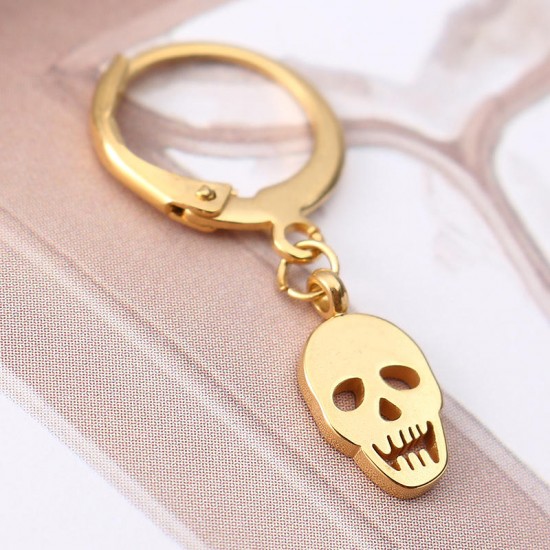 1 Piece Titanium Steel Earring Punk Skull Pendant 316L Stainless Steel Hoop Earrings for Men Women 1 Piece Titanium Steel Earring Punk Skull Pendant 316L Stainless Steel Hoop Earrings for Men Women