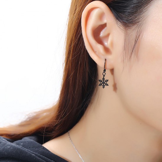 1 Piece Titanium Steel Earrings Black Silver Gold 316L Stainless Steel Snowflake Men Women Jewelry