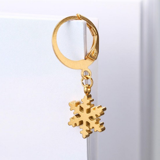 1 Piece Titanium Steel Earrings Black Silver Gold 316L Stainless Steel Snowflake Men Women Jewelry