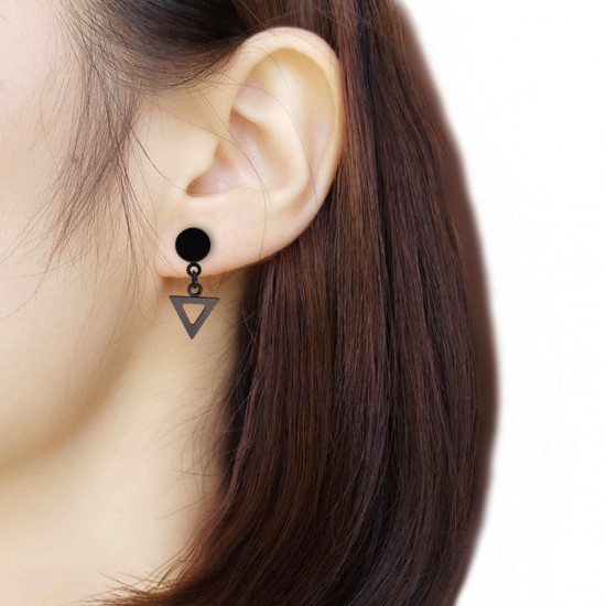 1 Piece Titanium Steel Earrings Fashion 316L Stainless Steel Triangle Pendant Ear Stud for Men Women