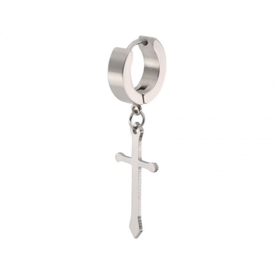 1Pc Punk Titanium Steel Dangle Ear Stud Cross Pendant Hoop Earrings for Men Women 1Pc Punk Titanium Steel Dangle Ear Stud Cross Pendant Hoop Earrings for Men Women