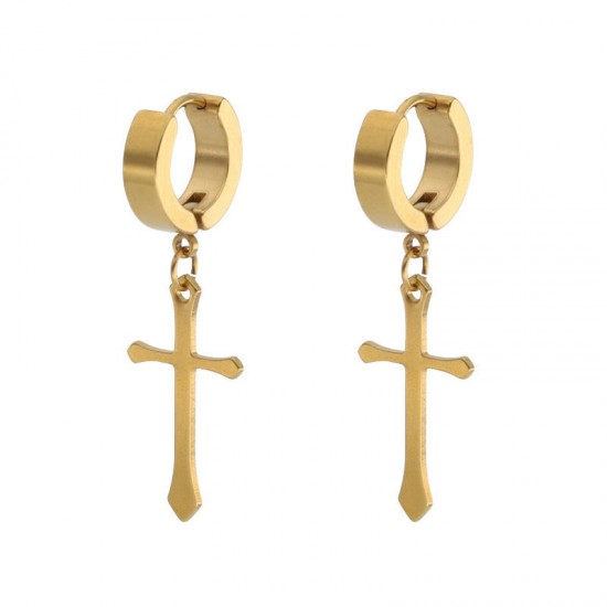 1Pc Punk Titanium Steel Dangle Ear Stud Cross Pendant Hoop Earrings for Men Women 1Pc Punk Titanium Steel Dangle Ear Stud Cross Pendant Hoop Earrings for Men Women