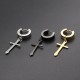 1Pc Punk Titanium Steel Dangle Ear Stud Cross Pendant Hoop Earrings for Men Women