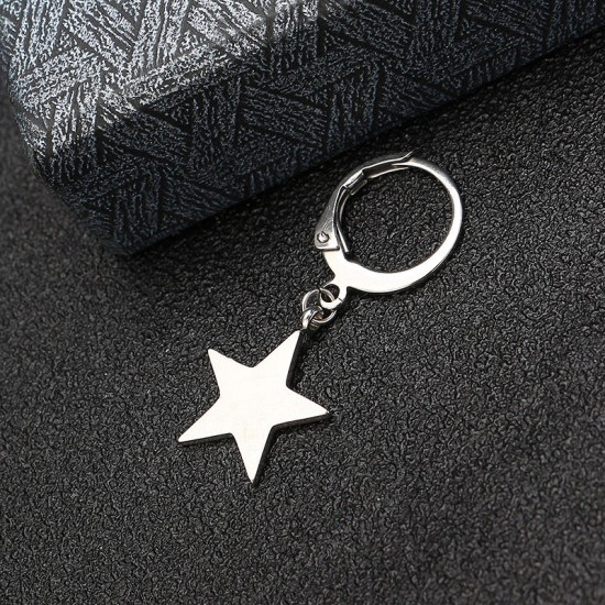 1Pc Titanium Steel Simple Style Star Pendant Ear Stud Fashion Earrings for Men