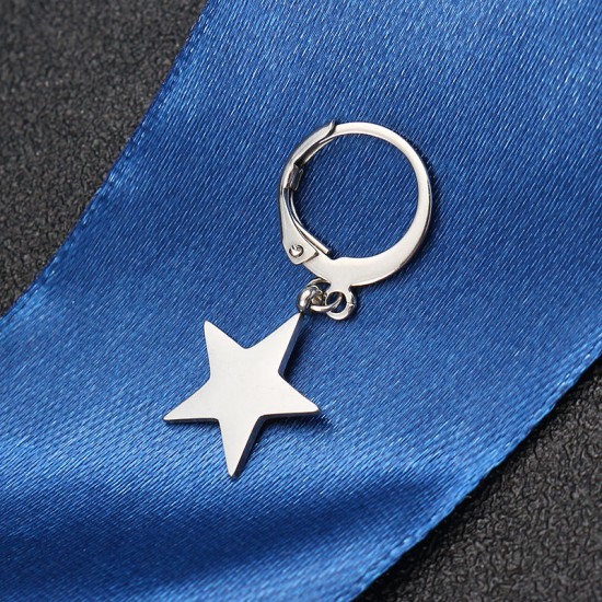1Pc Titanium Steel Simple Style Star Pendant Ear Stud Fashion Earrings for Men 1Pc Titanium Steel Simple Style Star Pendant Ear Stud Fashion Earrings for Men