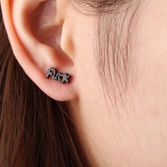 1pc Letters Words Titanium Steel Punk Unisex Earring Jewelry