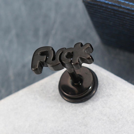 1pc Letters Words Titanium Steel Punk Unisex Earring Jewelry 1pc Letters Words Titanium Steel Punk Unisex Earring Jewelry