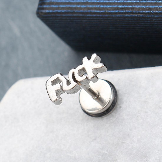 1pc Letters Words Titanium Steel Punk Unisex Earring Jewelry