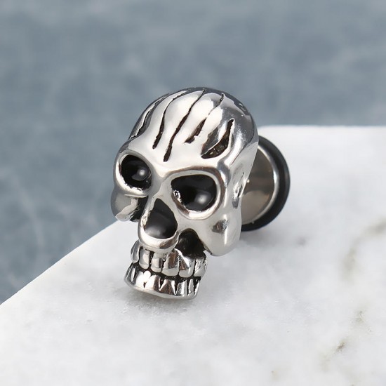1pc Skull Titanium Steel Punk Women Men Male Earring Trendy Accessories