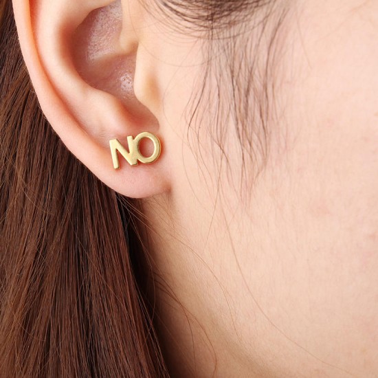1pc Titanium Steel Letters Word NO Punk Women Men Earring 1pc Titanium Steel Letters Word NO Punk Women Men Earring