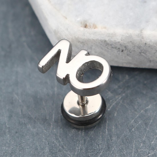 1pc Titanium Steel Letters Word NO Punk Women Men Earring 1pc Titanium Steel Letters Word NO Punk Women Men Earring