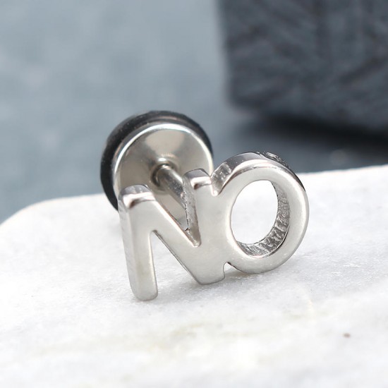 1pc Titanium Steel Letters Word NO Punk Women Men Earring 1pc Titanium Steel Letters Word NO Punk Women Men Earring