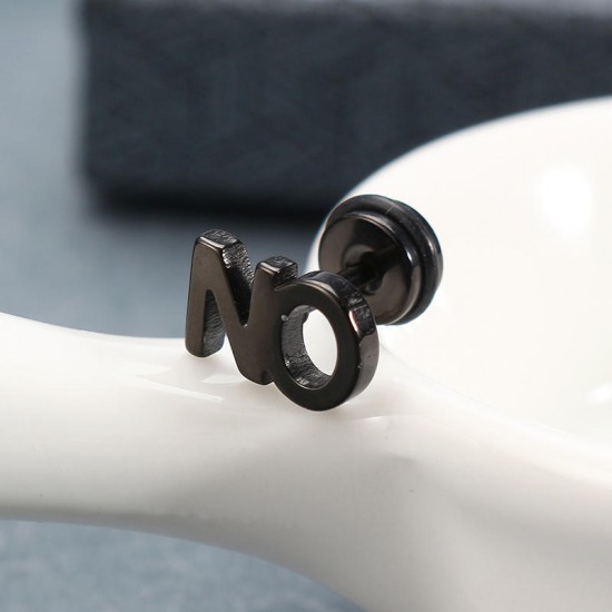 1pc Titanium Steel Letters Word NO Punk Women Men Earring 1pc Titanium Steel Letters Word NO Punk Women Men Earring
