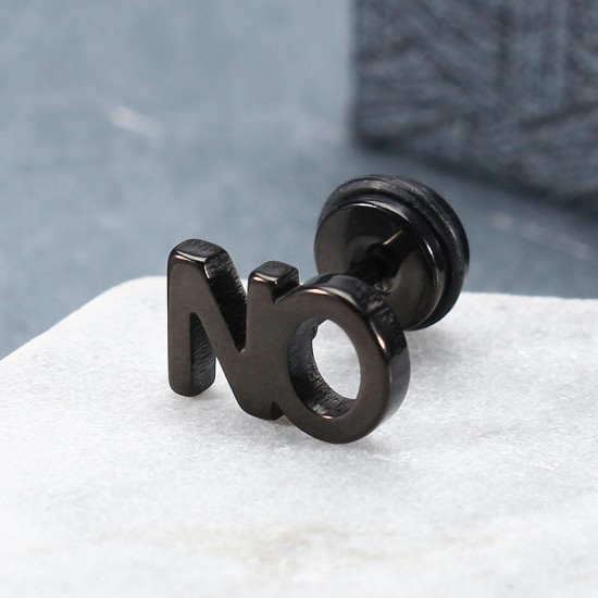 1pc Titanium Steel Letters Word NO Punk Women Men Earring