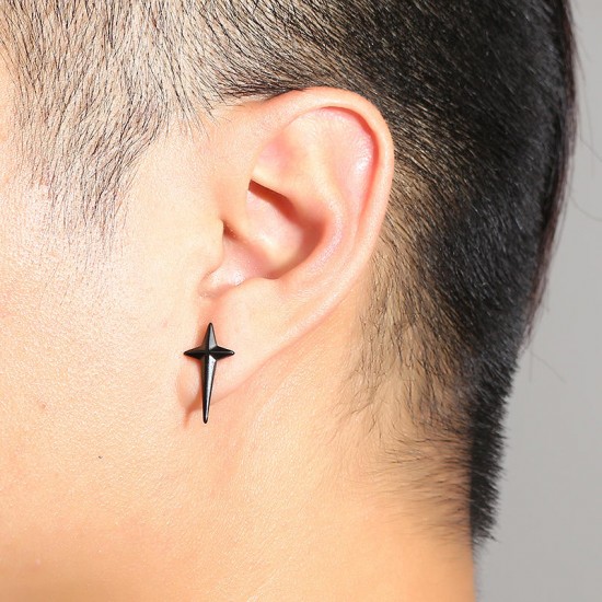 1pc Titanium Steel Rock Cross Star Earrings Trendy Ear Stud for Men 1pc Titanium Steel Rock Cross Star Earrings Trendy Ear Stud for Men