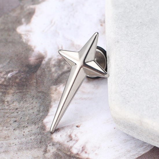 1pc Titanium Steel Rock Cross Star Earrings Trendy Ear Stud for Men