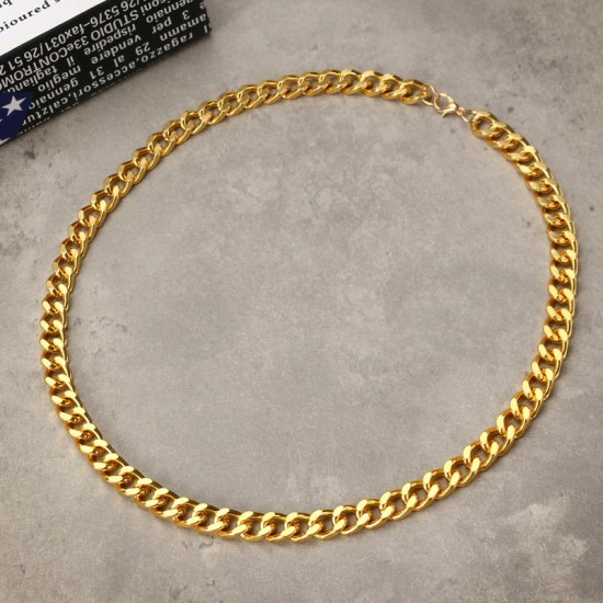 18K Gold Plated 10mm Men Chain 24inch Necklace Jewelry