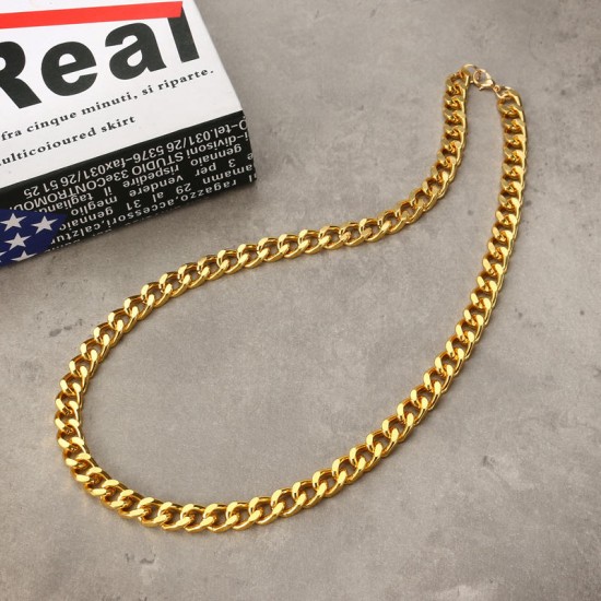 18K Gold Plated 10mm Men Chain 24inch Necklace Jewelry