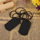 2pcs Mens Army Style Black Dog Tag Pendant Necklace Long Chain