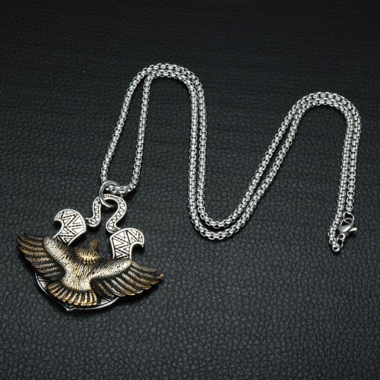 316L Stainless Steel Eagle Pendant Chain Never Fade Punk Necklace for Men