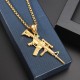 316L Stainless Steel Men Silver Gold Black Gun Pendant Titanium Steel Charm Necklace